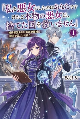 「私を悪女にしたのはあなたです けれど本物の悪女は、捨てた国を救いません」の表紙。悪女、決別、再起の要素を含む悪役令嬢・婚約破棄。
